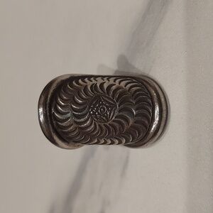 Beautiful Bohemian Silver Spiral Tribal Ring Size 7 Adjustable Wide Band